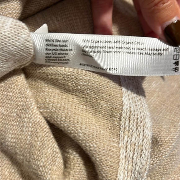 Eileen Fisher Tan/White Boat Neck Organic Linen/Cotton Blend Sweater Sz XL - Picture 7 of 7